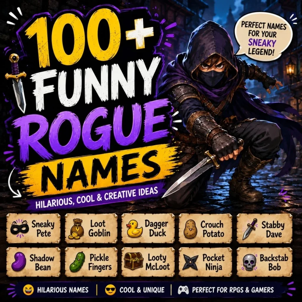 100+ funny rogue names featuring hilarious, cool, unique ideas for RPG characters and gamers