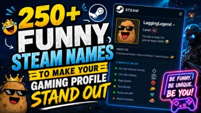 250+ funny Steam names with cool, clever, cute, unique, and hilarious gaming username ideas