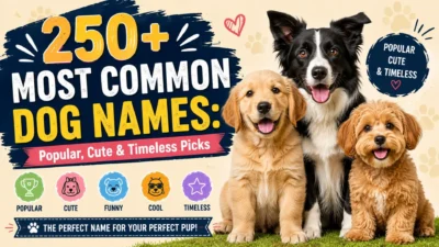 250+ most common dog names featuring popular, cute, funny, cool, and timeless dog name ideas