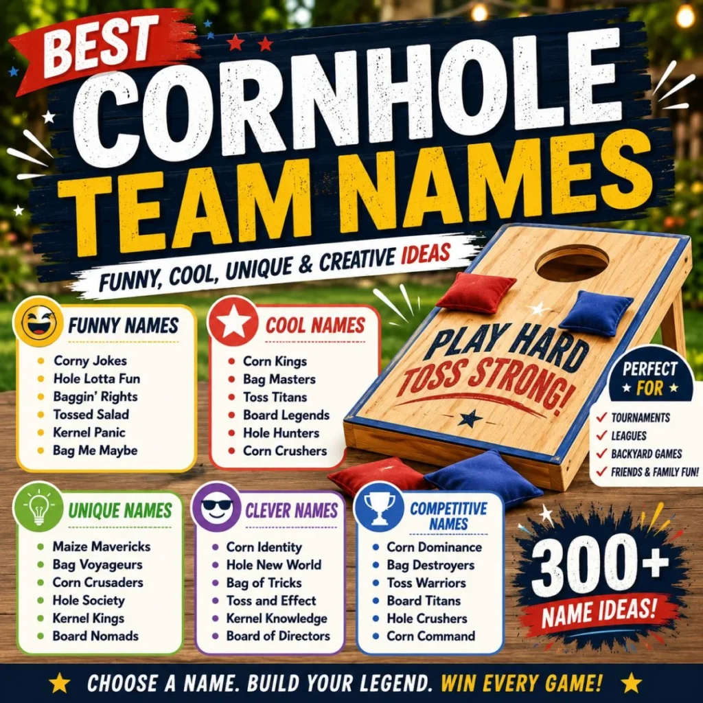 300+ best cornhole team names featuring funny, cool, unique, clever, and competitive ideas
