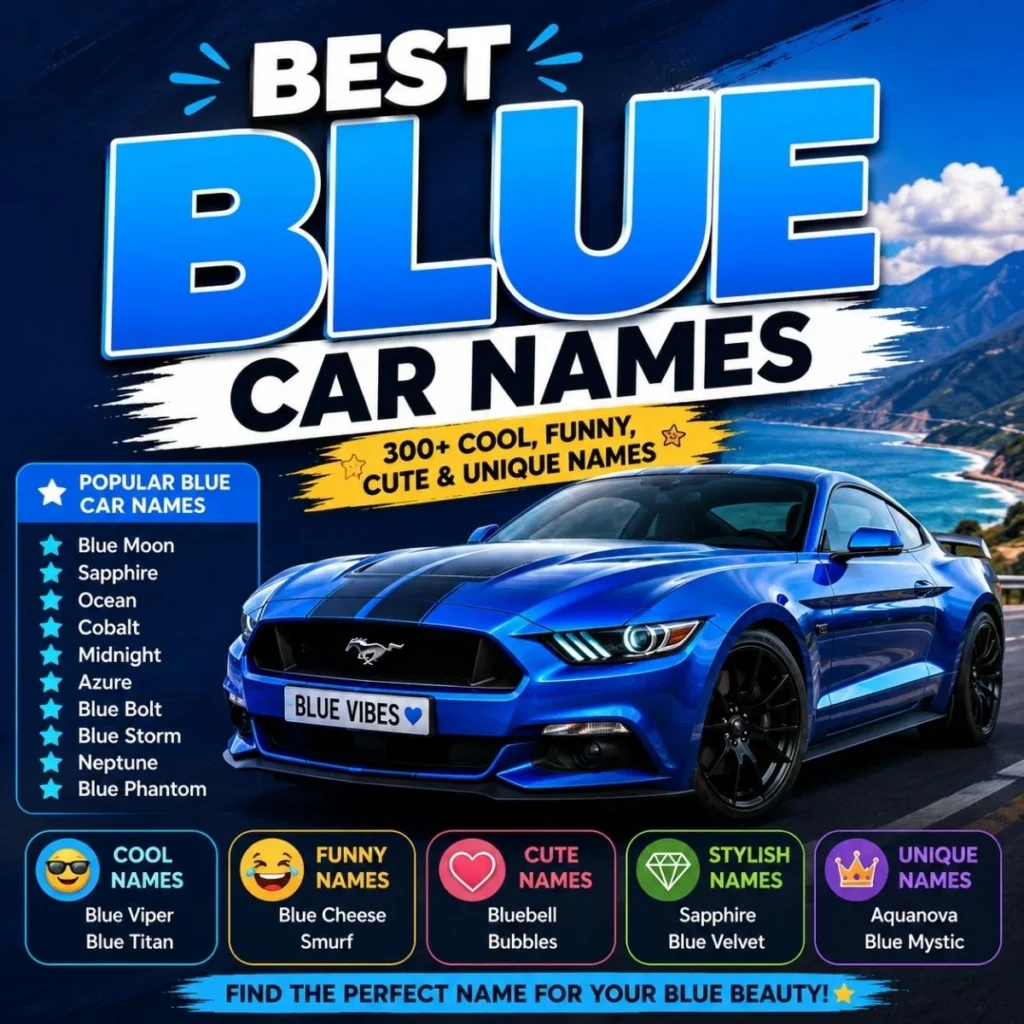 Best blue car names featuring 300+ cool, funny, cute, stylish, and unique name ideas