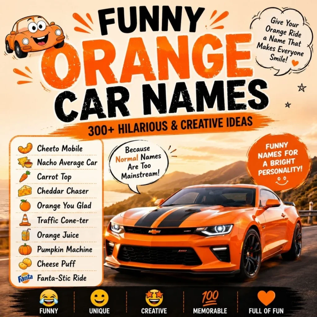 Funny orange car names with 300+ hilarious and creative ideas for a bright orange ride