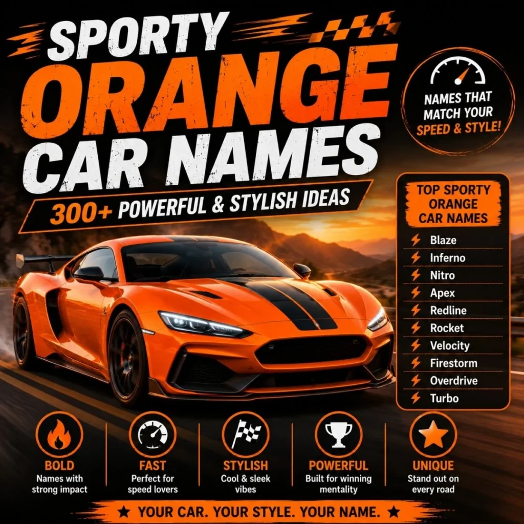 Sporty orange car names with 300+ powerful, stylish, fast, and unique ideas for orange cars