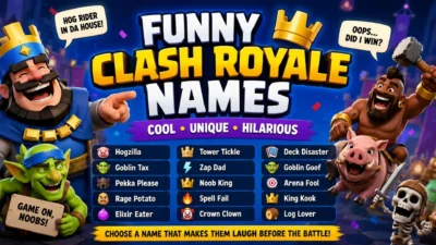 Funny Clash Royale names with colorful characters and cool username ideas
