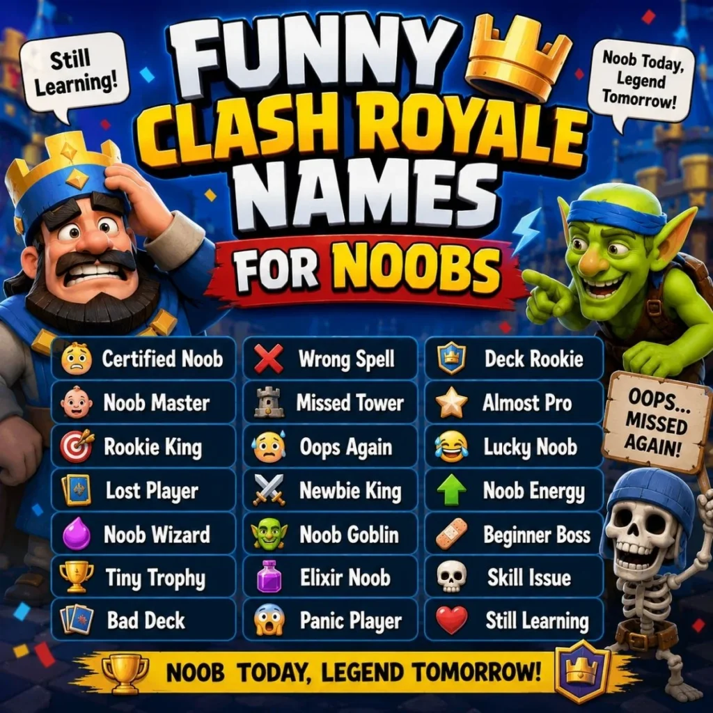 Funny Clash Royale names for noobs with beginner-friendly and playful username ideas