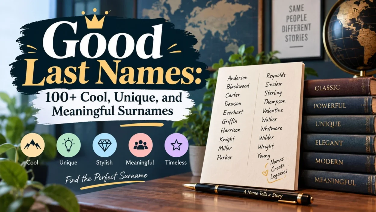 Good last names list featuring cool, unique, meaningful, stylish, and timeless surnames