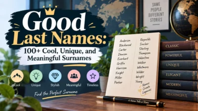 Good last names list featuring cool, unique, meaningful, stylish, and timeless surnames